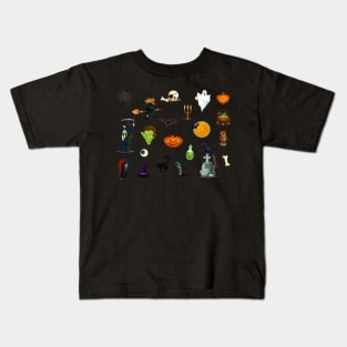 Halloween Stickers of Traditional Characters and Elements Kids T-Shirt